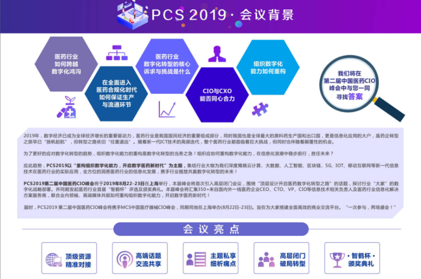 PCS 2019丨第二届中国医药CIO峰会（上海）