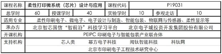 2019柔性打印微系统（芯片）设计与应用公开课（201912A期）