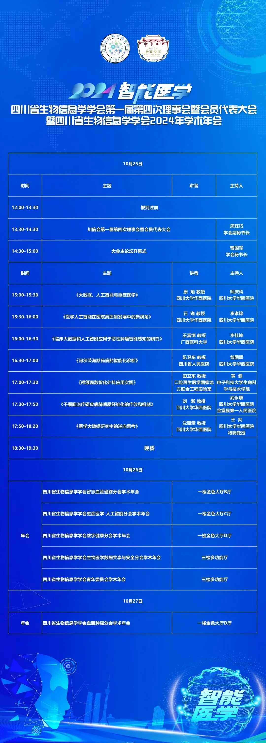 四川省生物信息学学会第一届第四次理事会暨会员代表大会暨四川省生物信息学学会2024年学术年会