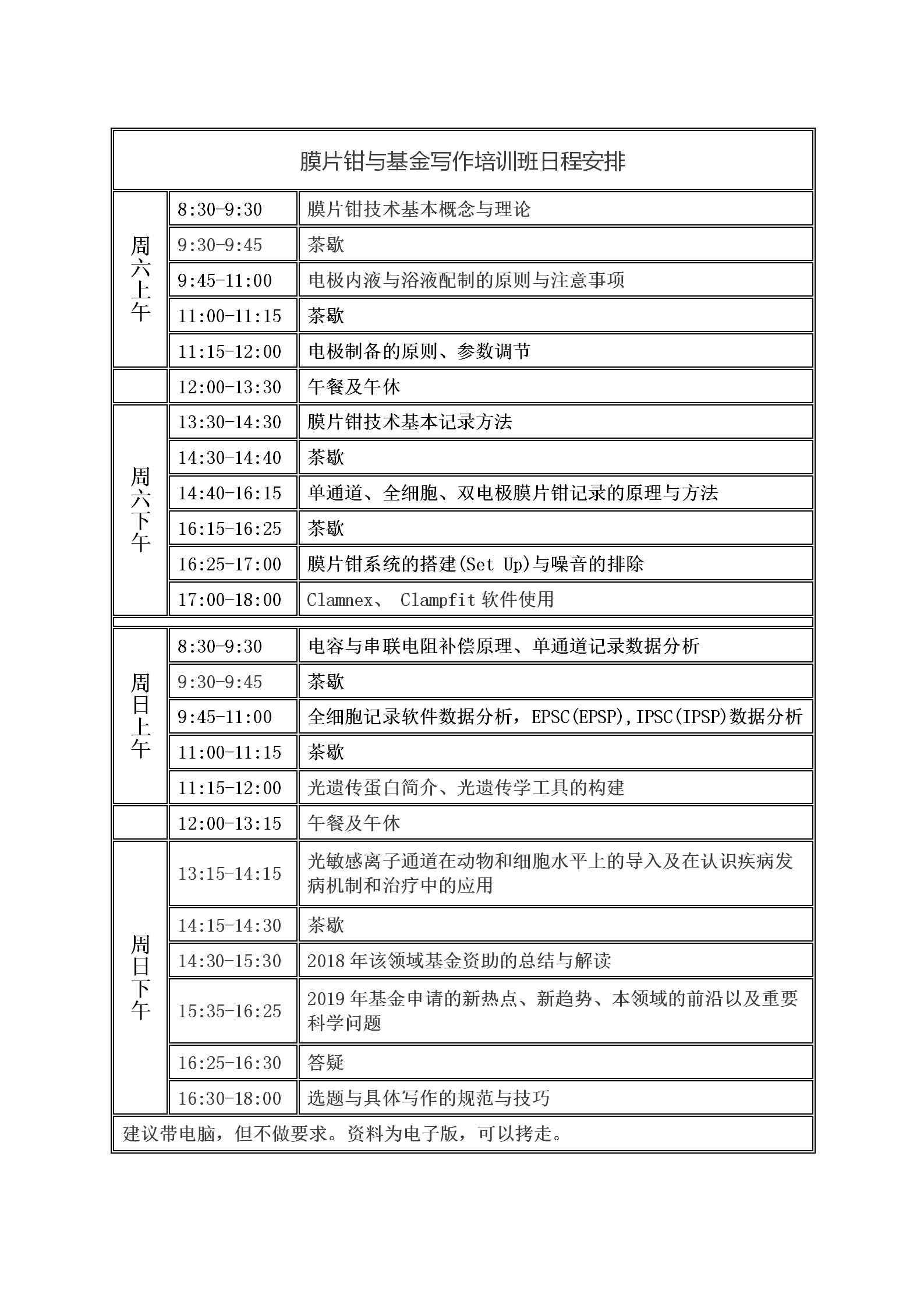 全国光遗传与膜片钳技术学习班2019（4月上海）