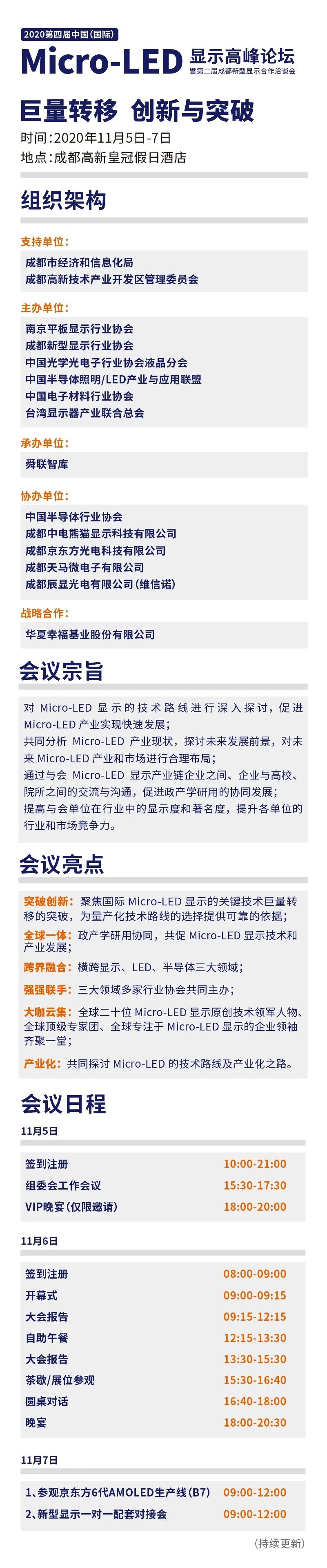 2020第四届中国（国际）Micro-LED显示高峰论坛坛暨第二届成都新型显示合作洽谈会