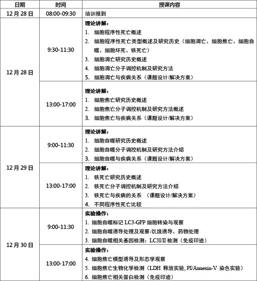 细胞自噬/焦亡/铁死亡研究方法培训班12月北京班