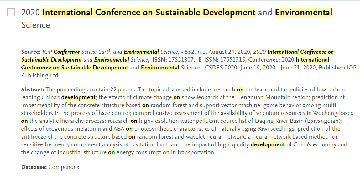 第二届可持续发展与环境科学国际学术会议（ICSDES2021）