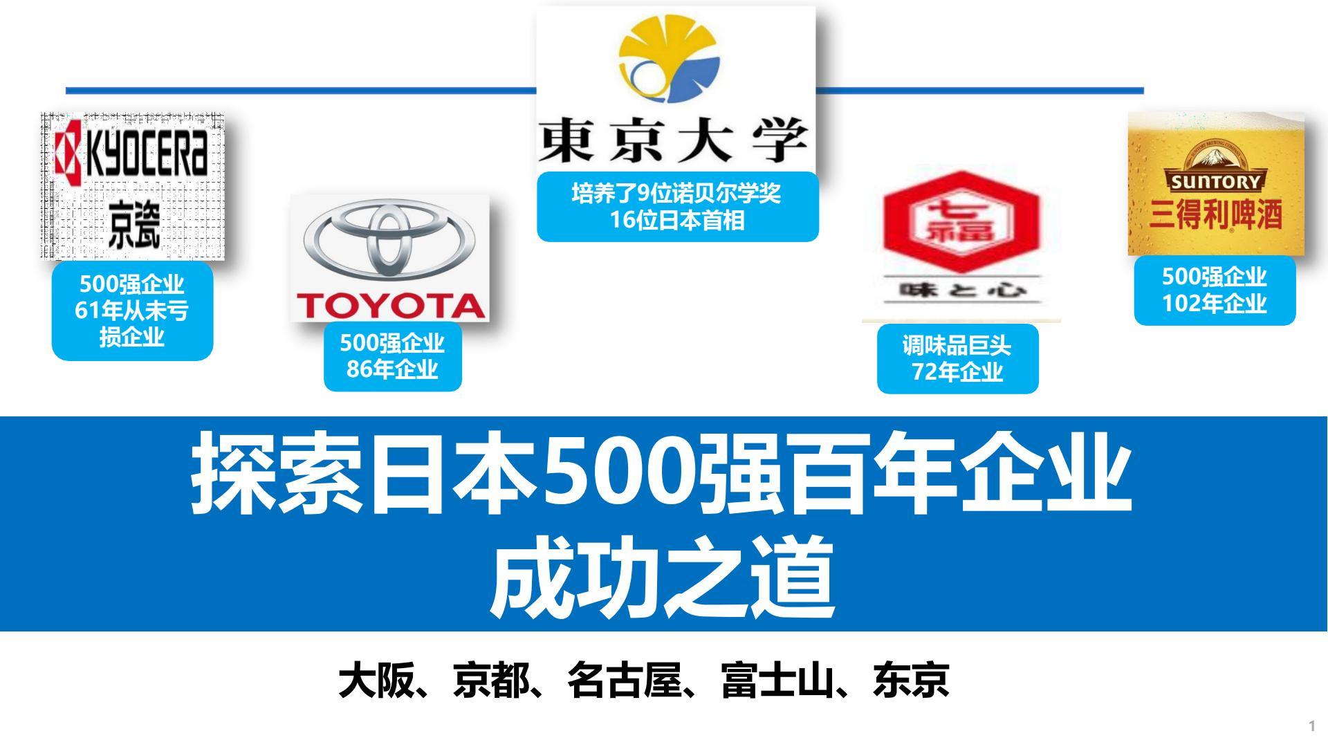 探索日本500强+百年企业成功之道 6天5晚 9月21日出团