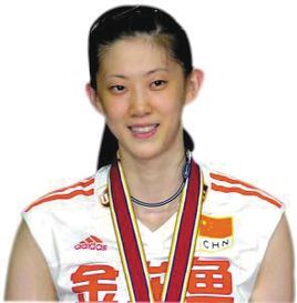 中国女子排球队著名副攻手薛明照片