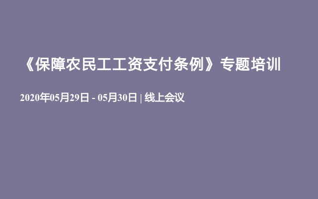 《保障农民工工资支付条例》专题培训