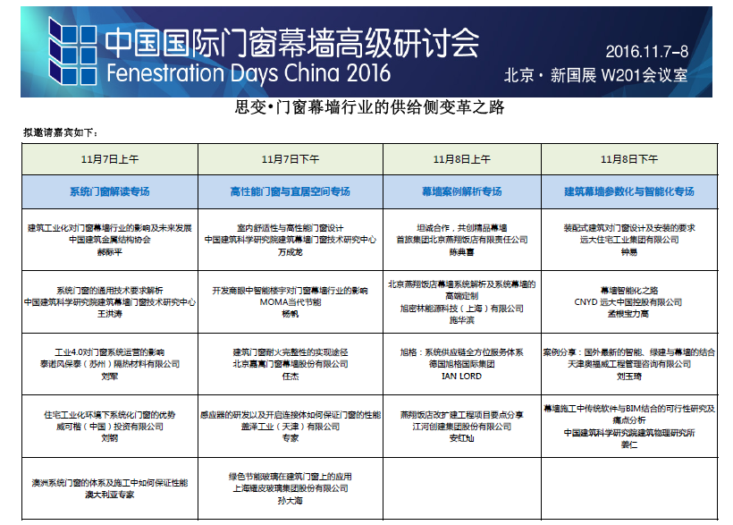 2016中国国际门窗幕墙高级研讨会