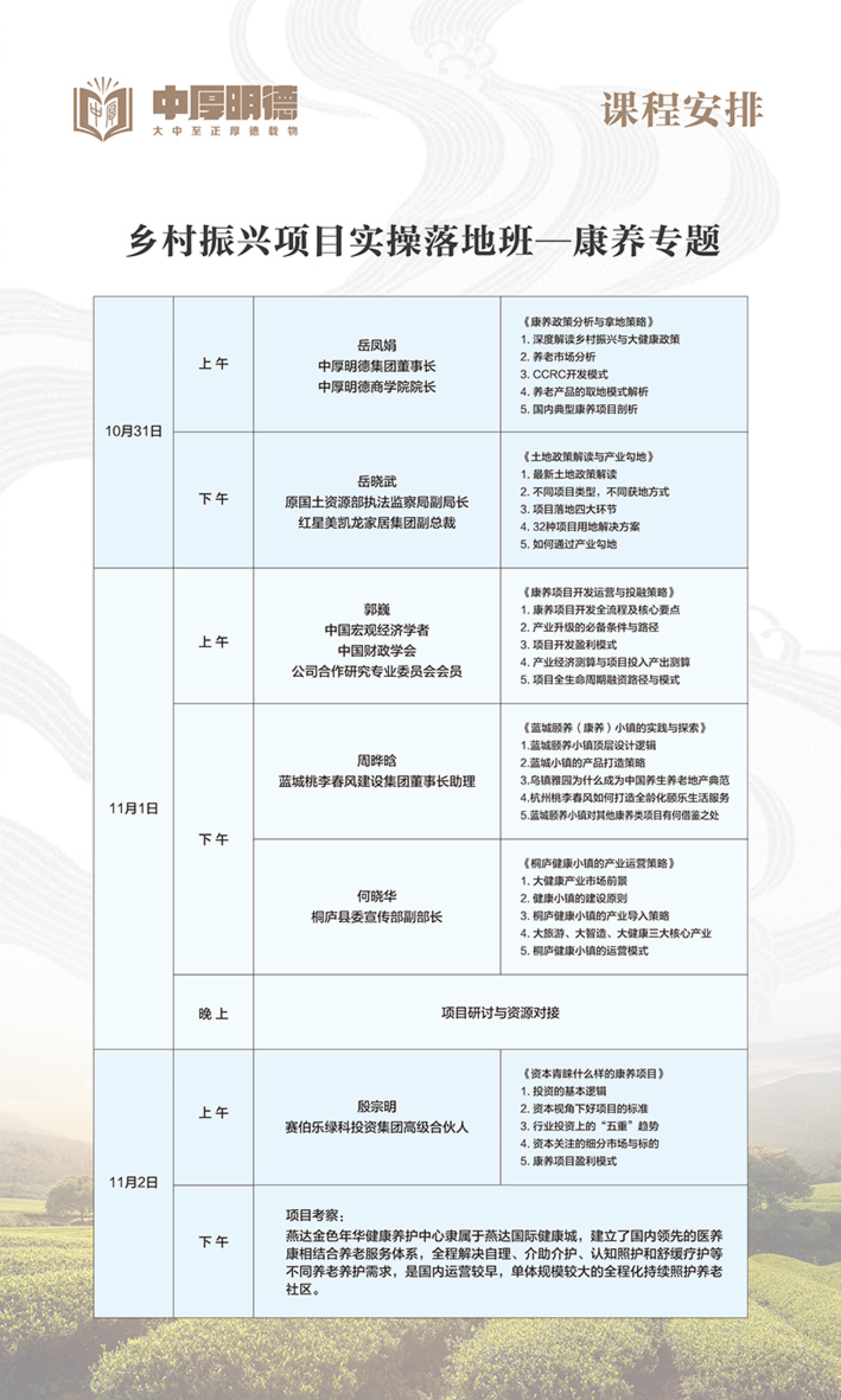 中厚明德第54期乡村振兴项目实操落地研讨会