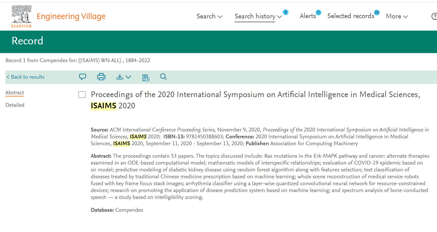 2021年第二届医学人工智能国际学术会议（ISAIMS2021）