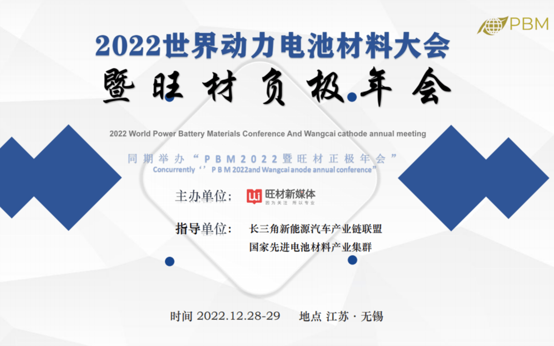 2022世界动力电池材料大会 暨旺材负极年会