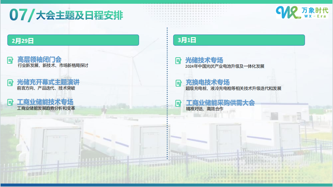 WXERA 2024万象时代智慧光储充大会 暨工商业储能采购供需大会