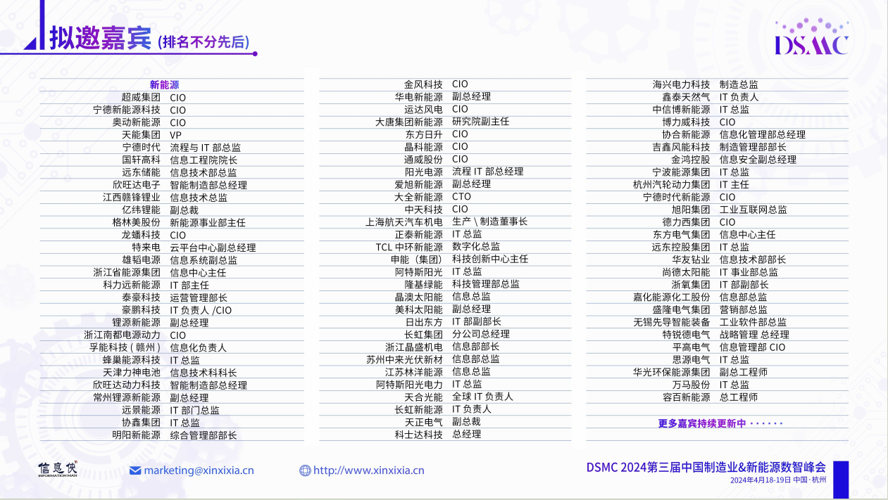 DSMC 2024第三届中国制造业&新能源数智峰会