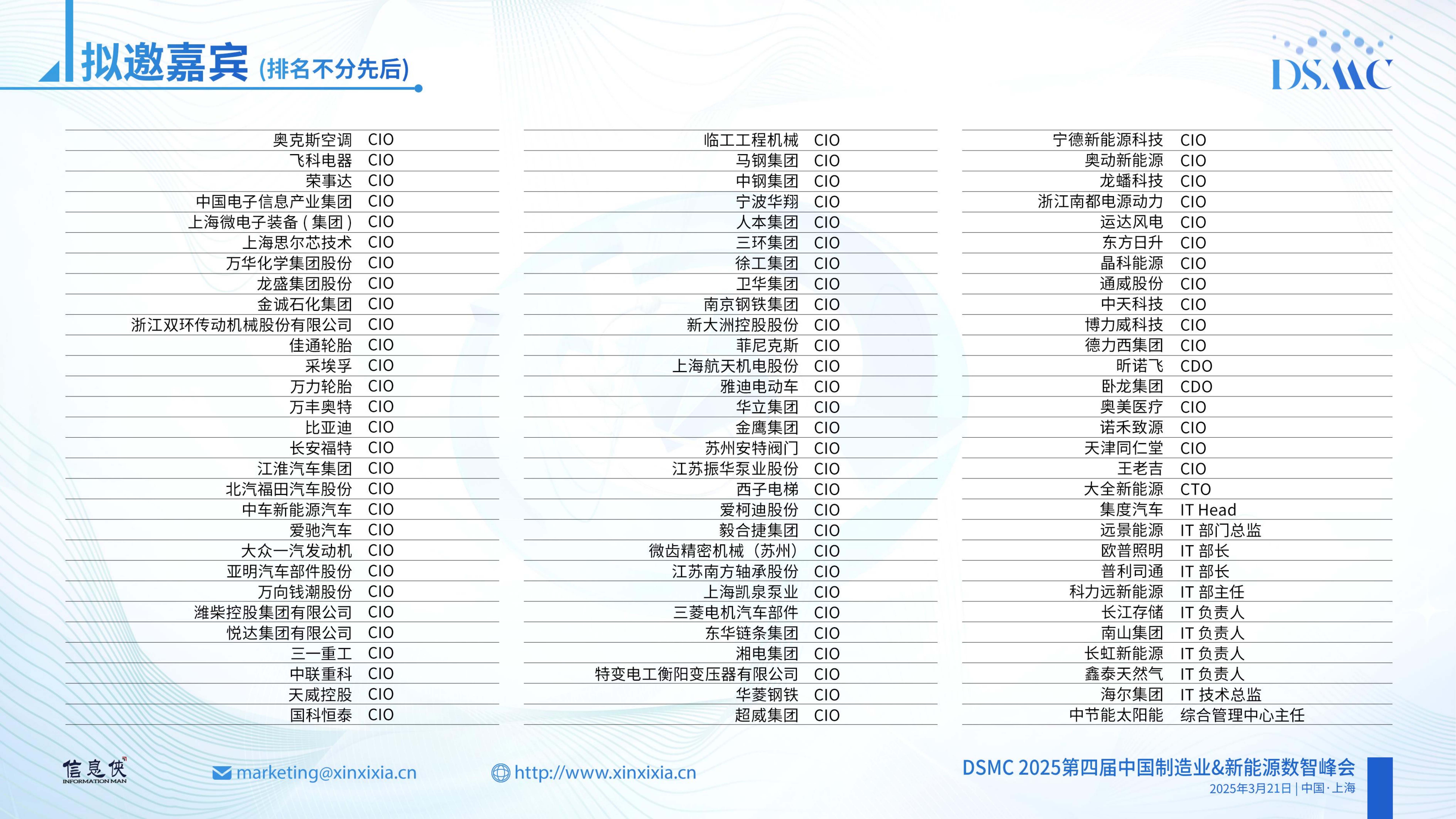 DSMC 2025第四届中国制造业&新能源数智峰会