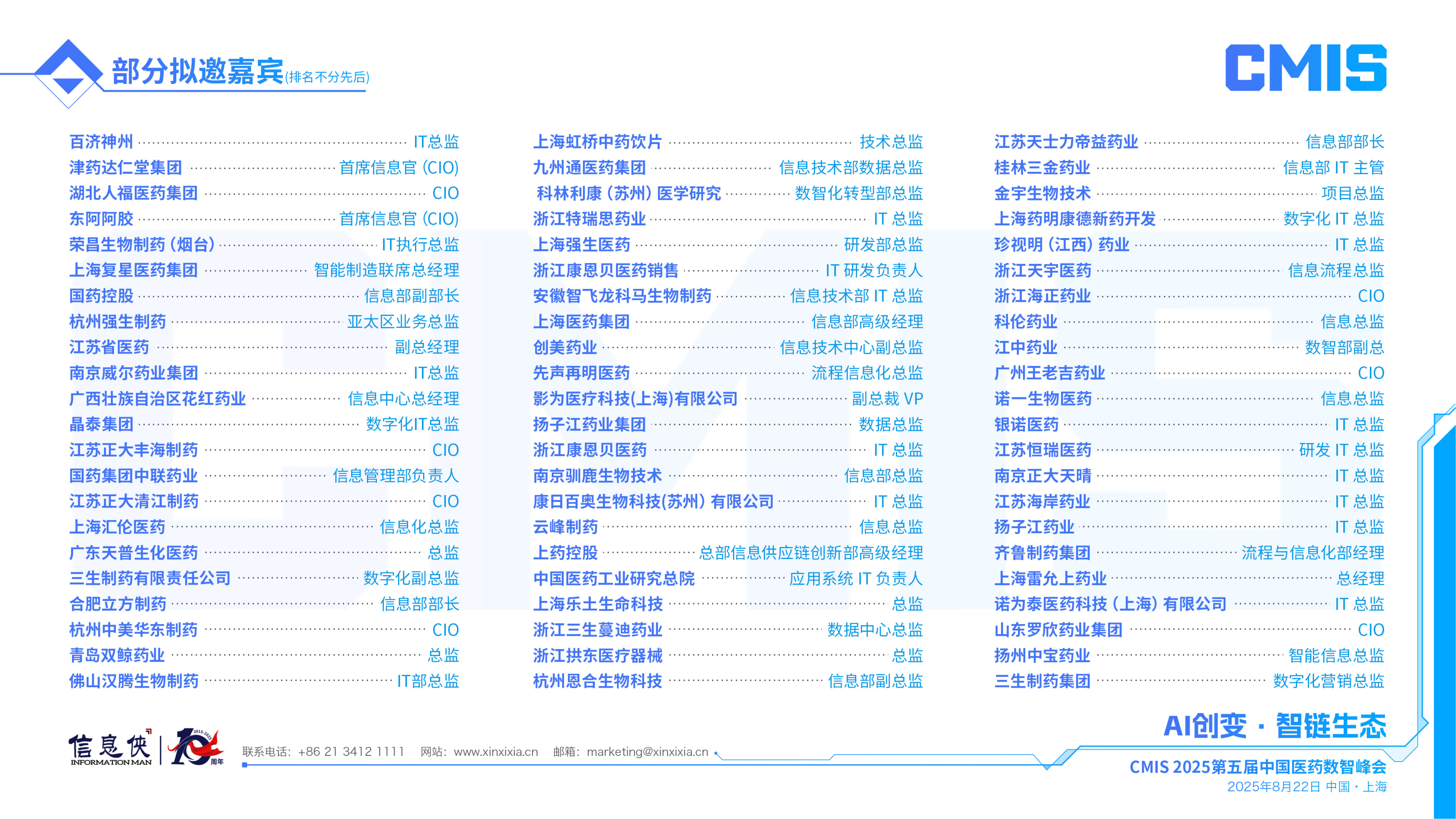 CMIS 2025第五届中国医药数智峰会