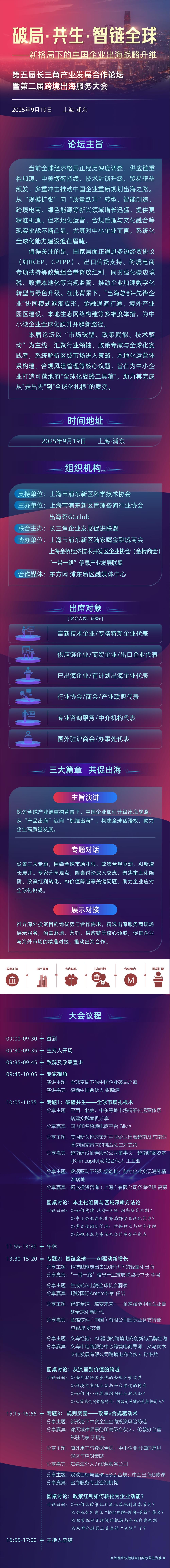 破局·共生·智链全球——新格局下的中国企业出海战略升维 第五届长三角论坛暨第二届跨境出海服务大会