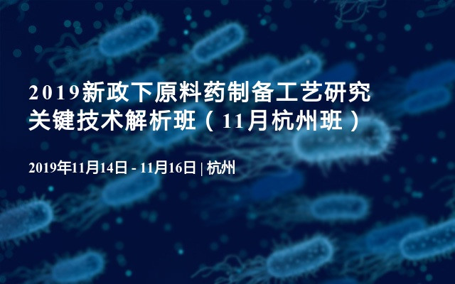 2019新政下原料药制备工艺研究关键技术解析班（11月杭州班）